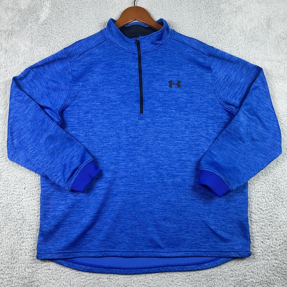 Under Armour ColdGear 1/4 Zip Pullover‎ Mens XXL Blue Heather Fleece Sweatshirt